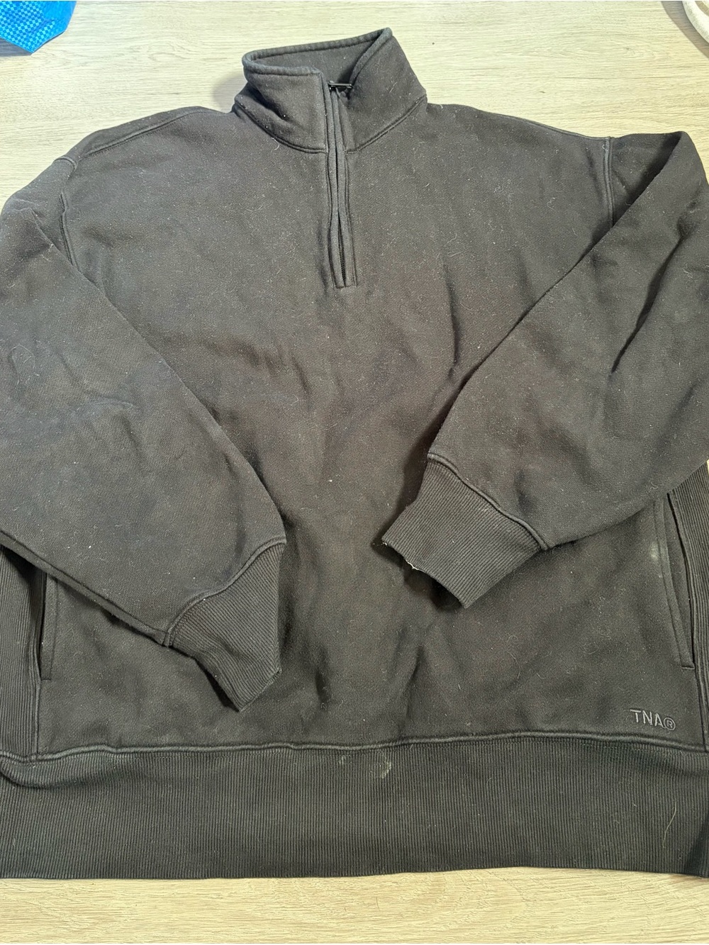 Tna Aritzia Cozy Fleece Boyfriend Quarter Zip Pullover Black XS
